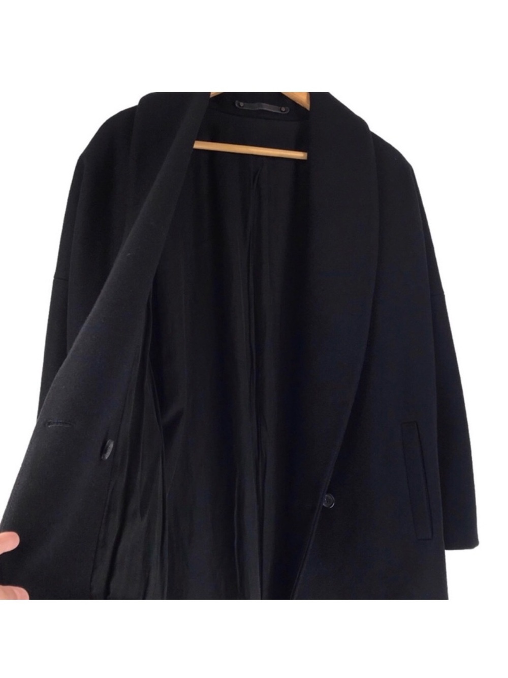 All Saints Klein black wool oversized coat - Picture 4 of 8